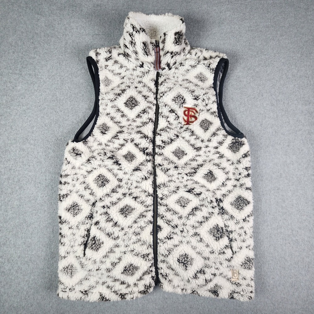 Floridaβ State Seminoles Tribal Zip Vest Womens M White Pressbox Royce Faux Fur